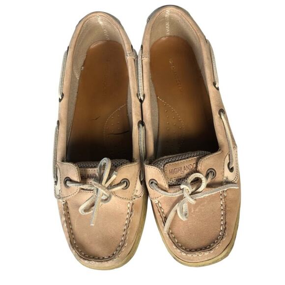 Highland Creek Angelfish Boat Shoes Leather Womens 8 Tan Classic Spring - Picture 1 of 14